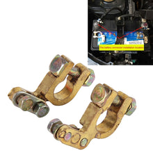 Load image into Gallery viewer, 2 PCS Brass Positive and Negative Car Battery Connectors Terminals Clamps Clips, Inner Diameter: 1.2cm, 1.2cm