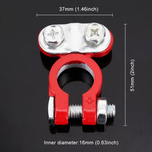 Load image into Gallery viewer, 2 PCS Positive and Negative Car U Shape Metal Battery Connectors Terminals Clamps Clips, L Size, Inner Diameter: 16mm (Black + Red), L Size (Black + Red)