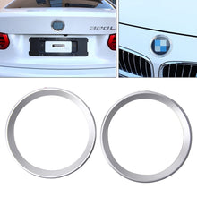 Load image into Gallery viewer, 2 PCS Car Logo Decorative Circle Steering Wheel Decoration Ring Sticker Logo Car Styling Modification Car Front Logo Ring Decoration Rear Cover Trim Hood Emblem Rings for BMW 5 Series, For BMW 5 Series