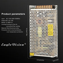 Load image into Gallery viewer, AC 110 / 220V to DC 12V 15A 180W Power Adapter AC-DC Converter Step Down Module, 15A 180W