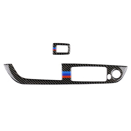Car Carbon Fiber Window Lift Panel Without Folding Key Three Color Decorative Sticker for BMW Z4 Left Drive 2009-2015, Window Lift Panel Sticker(Blue Red)
