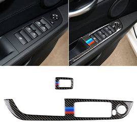 Car Carbon Fiber Window Lift Panel Without Folding Key Three Color Decorative Sticker for BMW Z4 Left Drive 2009-2015, Window Lift Panel Sticker(Blue Red)