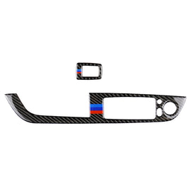 Car Carbon Fiber Window Lift Panel With Folding Key Three Color Decorative Sticker for BMW Z4  2009-2015, Suitable for Left Driving, Window Lift Panel With Folding Key(Blue Red)
