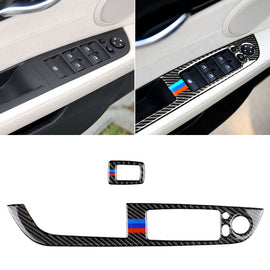 Car Carbon Fiber Window Lift Panel With Folding Key Three Color Decorative Sticker for BMW Z4  2009-2015, Suitable for Left Driving, Window Lift Panel With Folding Key(Blue Red)