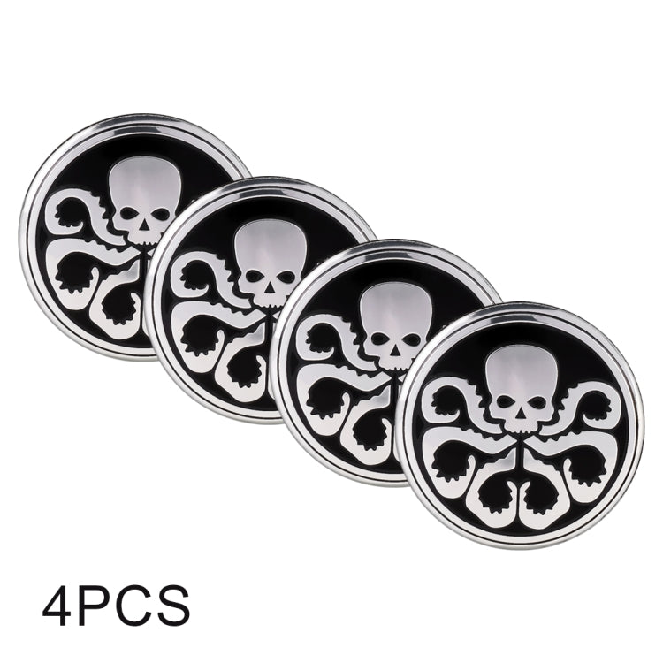 4 PCS Car-Styling Skull Pattern Wheel Hub Decorative Sticker, Diameter: 5.8cm, Skull Pattern