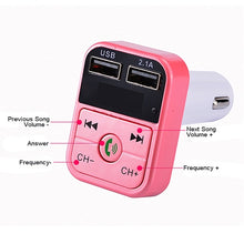 Load image into Gallery viewer, B2 Dual USB Charging Bluetooth FM Transmitter MP3 Music Player Car Kit, Support Hands-Free Call  &amp; TF Card &amp; U Disk, B2 (Black), B2 (Pink), B2 (Gold), B2 (Rose Gold), B2 (Silver)