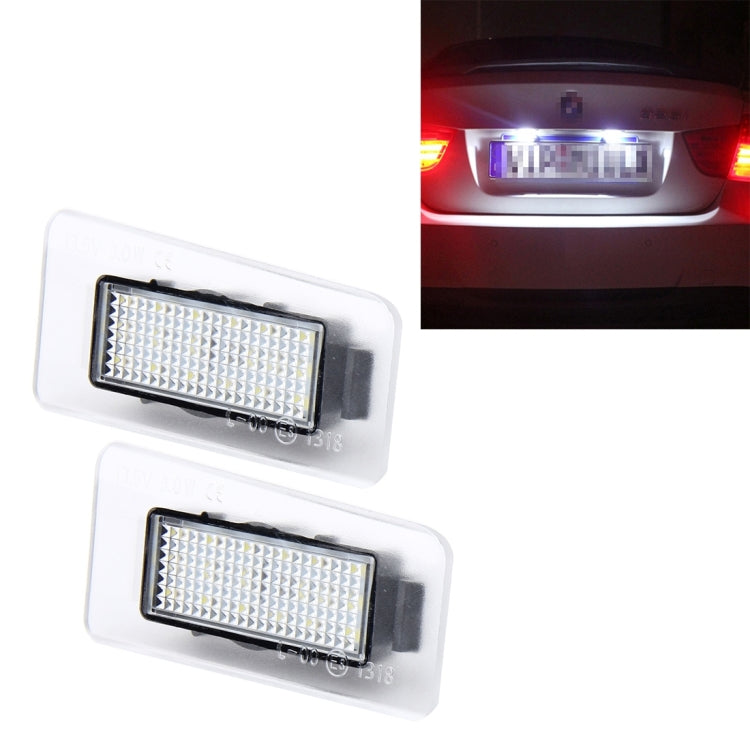 2 PCS LED License Plate Light with 18  SMD-3528 Lamps for Hyundai,2W 120LM,6000K, DC12V(White Light), For Hyundai