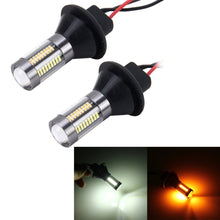 Load image into Gallery viewer, 2PCS 1156/Ba15s 5W 300LM 66LEDs SMD-4014 Car Tail Bulb Turn Signal Auto Reverse Lamp Daytime Turn Running Light Car Source (White Light+ Yellow Light),Cable Lenght:1 m, 1156/Ba15s 5W