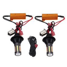 Load image into Gallery viewer, 2PCS 1156/Ba15s 5W 300LM 66LEDs SMD-4014 Car Tail Bulb Turn Signal Auto Reverse Lamp Daytime Turn Running Light Car Source (White Light+ Yellow Light),Cable Lenght:1 m, 1156/Ba15s 5W