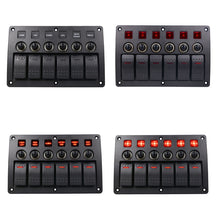 Load image into Gallery viewer, 3Pin 6 Way Switches Combination Switch Panel with Light and Projector Lens for Car RV Marine Boat, 3Pin 6 Way
