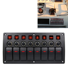 Load image into Gallery viewer, 3Pin 8 Way Switches Combination Switch Panel with Light and Projector Lens for Car RV Marine Boat, 3Pin 8 Way