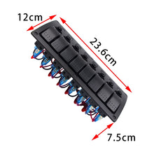 Load image into Gallery viewer, 3Pin 8 Way Switches Combination Switch Panel with Light and Projector Lens for Car RV Marine Boat, 3Pin 8 Way