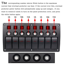 Load image into Gallery viewer, 3Pin 8 Way Switches Combination Switch Panel with Light and Projector Lens for Car RV Marine Boat, 3Pin 8 Way