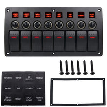 Load image into Gallery viewer, 3Pin 8 Way Switches Combination Switch Panel with Light and Projector Lens for Car RV Marine Boat, 3Pin 8 Way