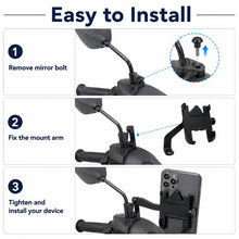 Load image into Gallery viewer, Motorcycle Rear View Mirror Aluminum Alloy Phone Bracket, Suitable for 60-100mm Device, Rear View Mirror for 60-100mm