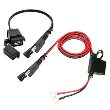 Load image into Gallery viewer, Motorcycle 5V 2.1A Waterproof USB Charger Kit SAE to USB Adapter, with Extension Harness, SAE to USB Adapter