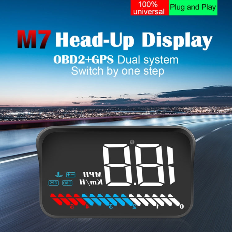 M7 3.5 inch Universal Car OBD2 + GPS HUD Vehicle-mounted Head Up Display Fuel Consumption, M7