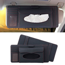 Load image into Gallery viewer, DERANFU 3 In 1 Lichee Texture Multi-function Car Hang Type Leather Towel Box with Card Slot &amp; CD Slot