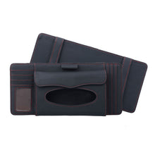 Load image into Gallery viewer, DERANFU 3 In 1 Lichee Texture Multi-function Car Hang Type Leather Towel Box with Card Slot &amp; CD Slot