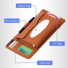 Load image into Gallery viewer, DERANFU 3 In 1 Lichee Texture Multi-function Car Hang Type Leather Towel Box with Card Slot &amp; CD Slot