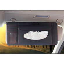 Load image into Gallery viewer, DERANFU 3 In 1 Lichee Texture Multi-function Car Hang Type Leather Towel Box with Card Slot &amp; CD Slot