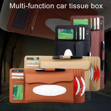 Load image into Gallery viewer, DERANFU 3 In 1 Lichee Texture Multi-function Car Hang Type Leather Towel Box with Card Slot &amp; CD Slot