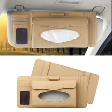 Load image into Gallery viewer, DERANFU 3 In 1 Lichee Texture Multi-function Car Hang Type Leather Towel Box with Card Slot &amp; CD Slot