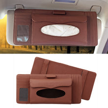 Load image into Gallery viewer, DERANFU 3 In 1 Lichee Texture Multi-function Car Hang Type Leather Towel Box with Card Slot &amp; CD Slot