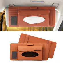 Load image into Gallery viewer, DERANFU 3 In 1 Lichee Texture Multi-function Car Hang Type Leather Towel Box with Card Slot &amp; CD Slot
