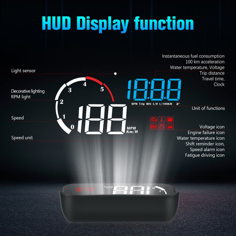 M10 3.5 inch Universal Car OBD2 HUD Vehicle-mounted Head Up Display, M10(Blue), M10(Yellow)