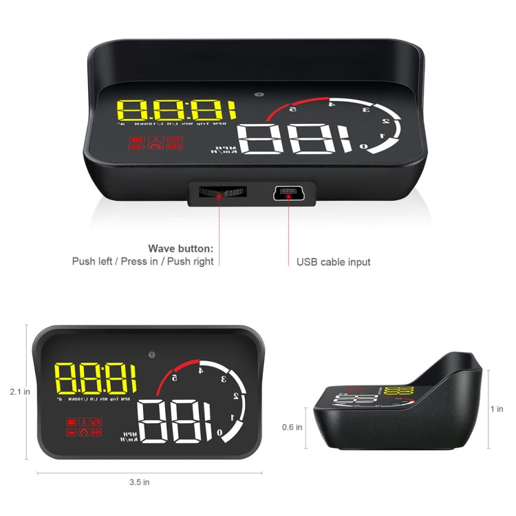 M10 3.5 inch Universal Car OBD2 HUD Vehicle-mounted Head Up Display, M10(Blue), M10(Yellow)