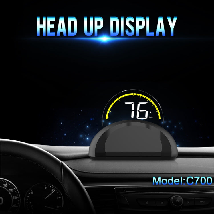 C700 2.6 inch Universal Car OBD2 HUD Vehicle-mounted Head Up Display, C700