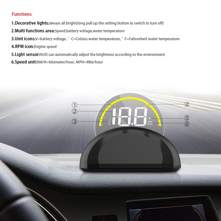 C700 2.6 inch Universal Car OBD2 HUD Vehicle-mounted Head Up Display, C700