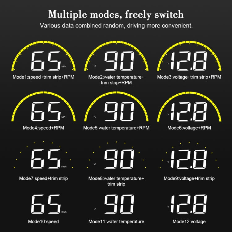 C700 2.6 inch Universal Car OBD2 HUD Vehicle-mounted Head Up Display, C700