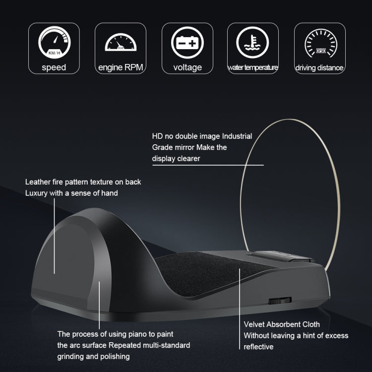 C700 2.6 inch Universal Car OBD2 HUD Vehicle-mounted Head Up Display, C700