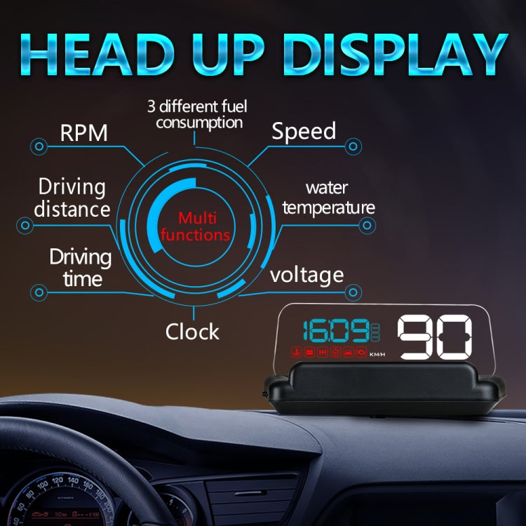 With Adjustable Reflection Board, Speed & RPM & Water Temperature & Oil Consumption & Driving Distance / Time & Voltage Display, Over Speed Alarm, Connect OBD2 Interface, C500(Green), C500(Blue), C500（White)