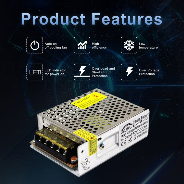 S-60-12 60W AC110/220V to DC 12V 5A  Power Inverter Power converter, 60W