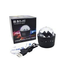 Load image into Gallery viewer, D33 5W USB Charging RGB Car Decoration Portable DJ Light Sound Activated Rotating Strobe Effect Atmosphere Light Star Music Light Lamp, DC 5V, D33