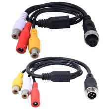 Load image into Gallery viewer, 2 PCS 1 in 3 Ways Car Auto Monitor Camera DVR Male and Female 4 Pin Video Power Extension Cable Cord, Length: 34cm, 1 in 3 ways
