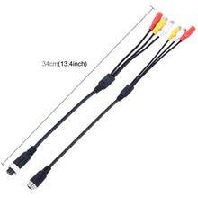 Load image into Gallery viewer, 2 PCS 1 in 3 Ways Car Auto Monitor Camera DVR Male and Female 4 Pin Video Power Extension Cable Cord, Length: 34cm, 1 in 3 ways