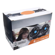 Load image into Gallery viewer, HUXIN HX-T605 7W 360 Degree Adjustable Rotation Clip Two Head Low Noise Mini Electric Car Fan with Gear Switch, DC12V, HX-T605