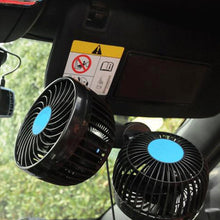 Load image into Gallery viewer, HUXIN HX-T605 7W 360 Degree Adjustable Rotation Clip Two Head Low Noise Mini Electric Car Fan with Gear Switch, DC12V, HX-T605