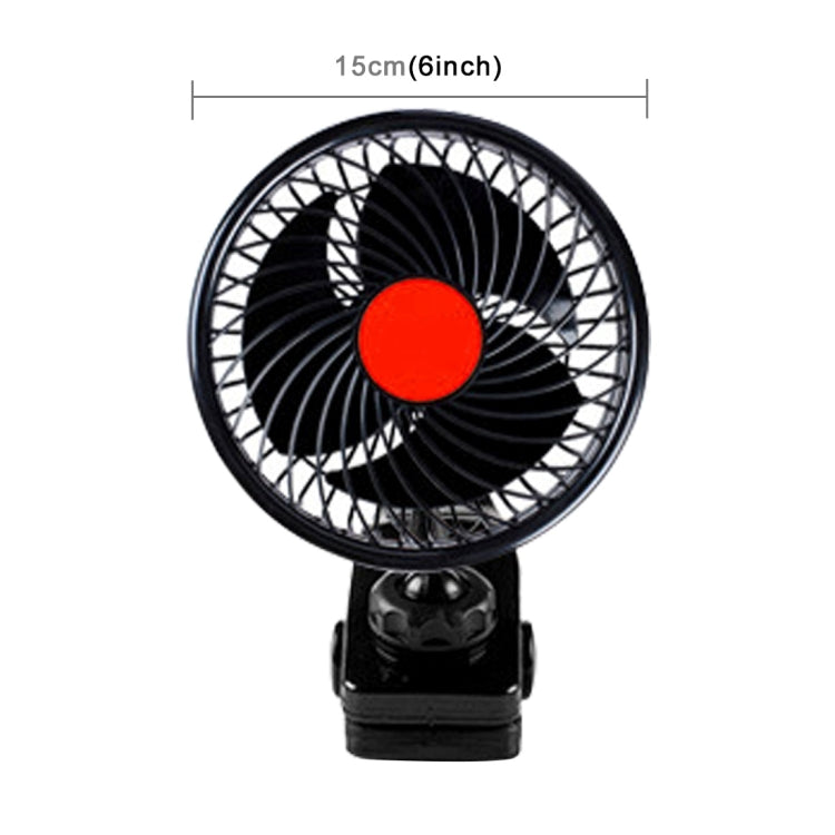HUXIN HX-T604E 12W 6inch 360 Degree Adjustable Rotation Clip One Head Low Noise Mini Electric Car Fan with Roller Switch, DC24V, HX-T604E