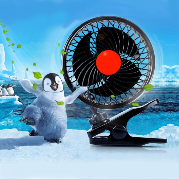 HUXIN HX-T604E 12W 6inch 360 Degree Adjustable Rotation Clip One Head Low Noise Mini Electric Car Fan with Roller Switch, DC24V, HX-T604E