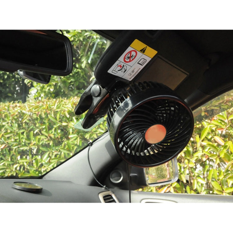 HUXIN HX-T604E 12W 6inch 360 Degree Adjustable Rotation Clip One Head Low Noise Mini Electric Car Fan with Roller Switch, DC24V, HX-T604E
