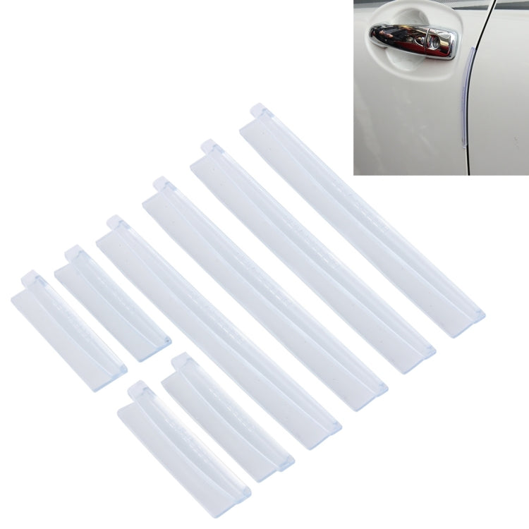FR JG-031 8 PCS Rubber Car Side Door Edge Protection Guards Cover Trims Stickers, Black, Transparent, White