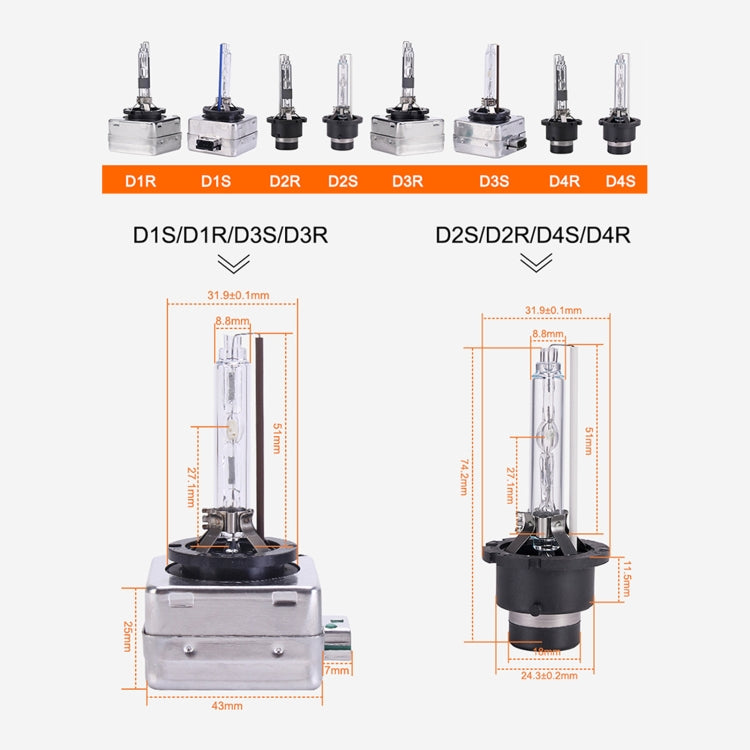 2 PCS D1R 35W 3800 LM 8000K HID Bulbs Xenon Lights Lamps, DC 12V, D1R