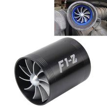 Load image into Gallery viewer, F1-Z Car Stainless Universal Supercharger Dual Double Turbine Air Intake Fuel Saver Turbo Turboing Charger Fan Set kit, Double Side(Blue), Double Side(Black), Double Side(Red), Double Side(Silver)