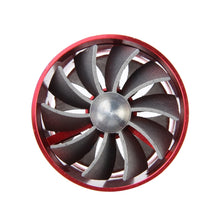Load image into Gallery viewer, F1-Z Car Stainless Universal Supercharger Dual Double Turbine Air Intake Fuel Saver Turbo Turboing Charger Fan Set kit, Double Side(Red), Double Side(Silver), Double Side(Blue), Double Side(Black)