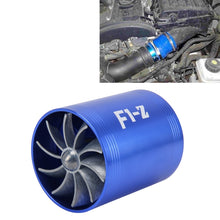 Load image into Gallery viewer, F1-Z Car Stainless Universal Supercharger Dual Double Turbine Air Intake Fuel Saver Turbo Turboing Charger Fan Set kit, Double Side(Blue), Double Side(Black), Double Side(Red), Double Side(Silver)